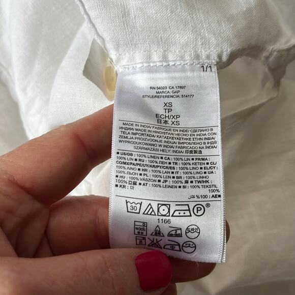 Gap White Linen Button-Up Shirt Dress - Picture 8 of 10